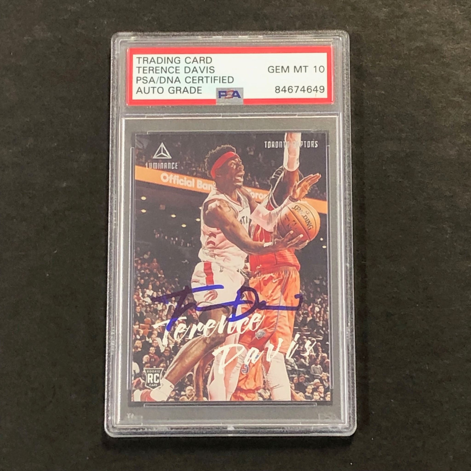 2019-20 Panini Chronicles Luminance #138 Terence Davis Signed Card AUTO 10 PSA S