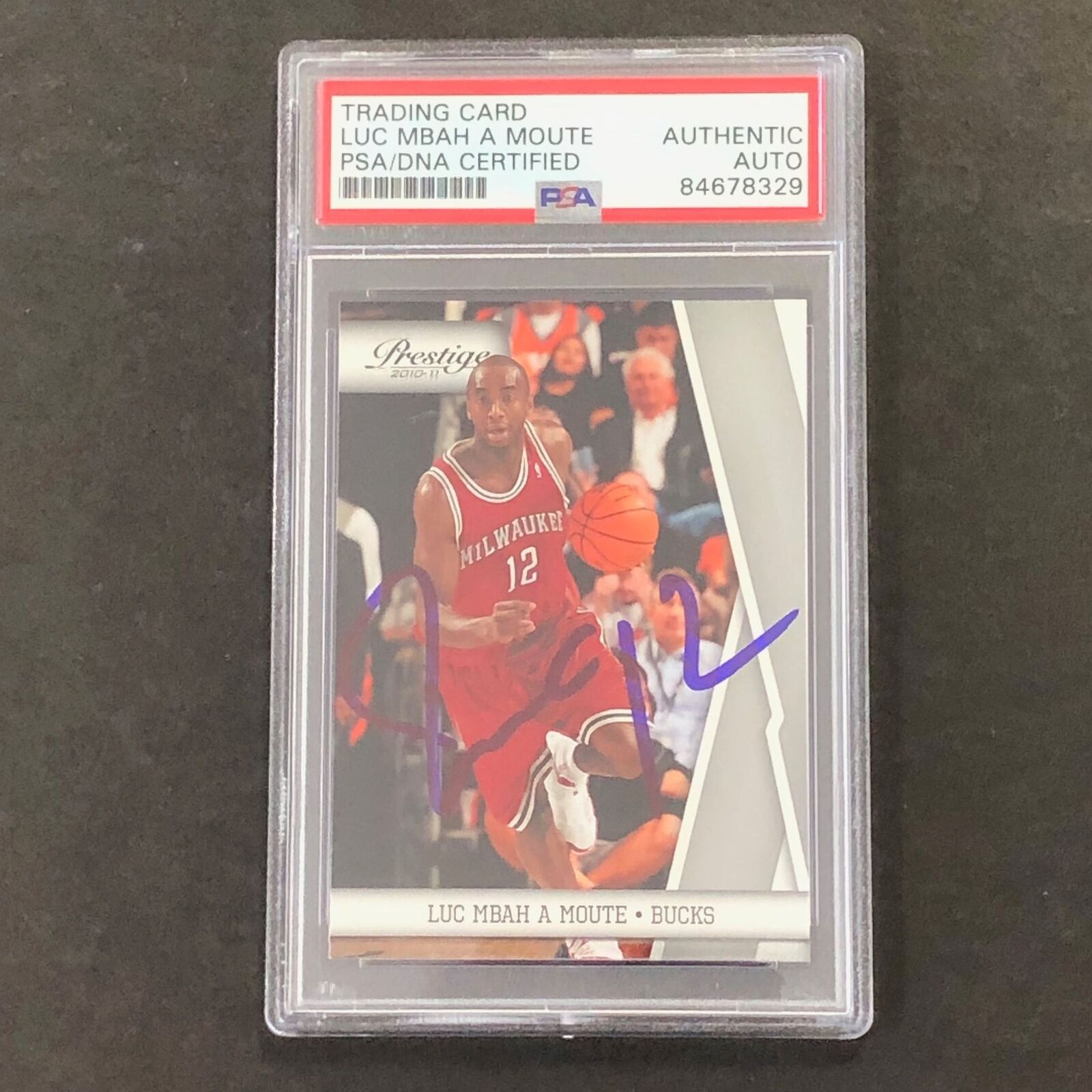 2010-11 Panini Prestige #64 Luc Mbah a Moute Signed Card AUTO PSA Slabbed Bucks
