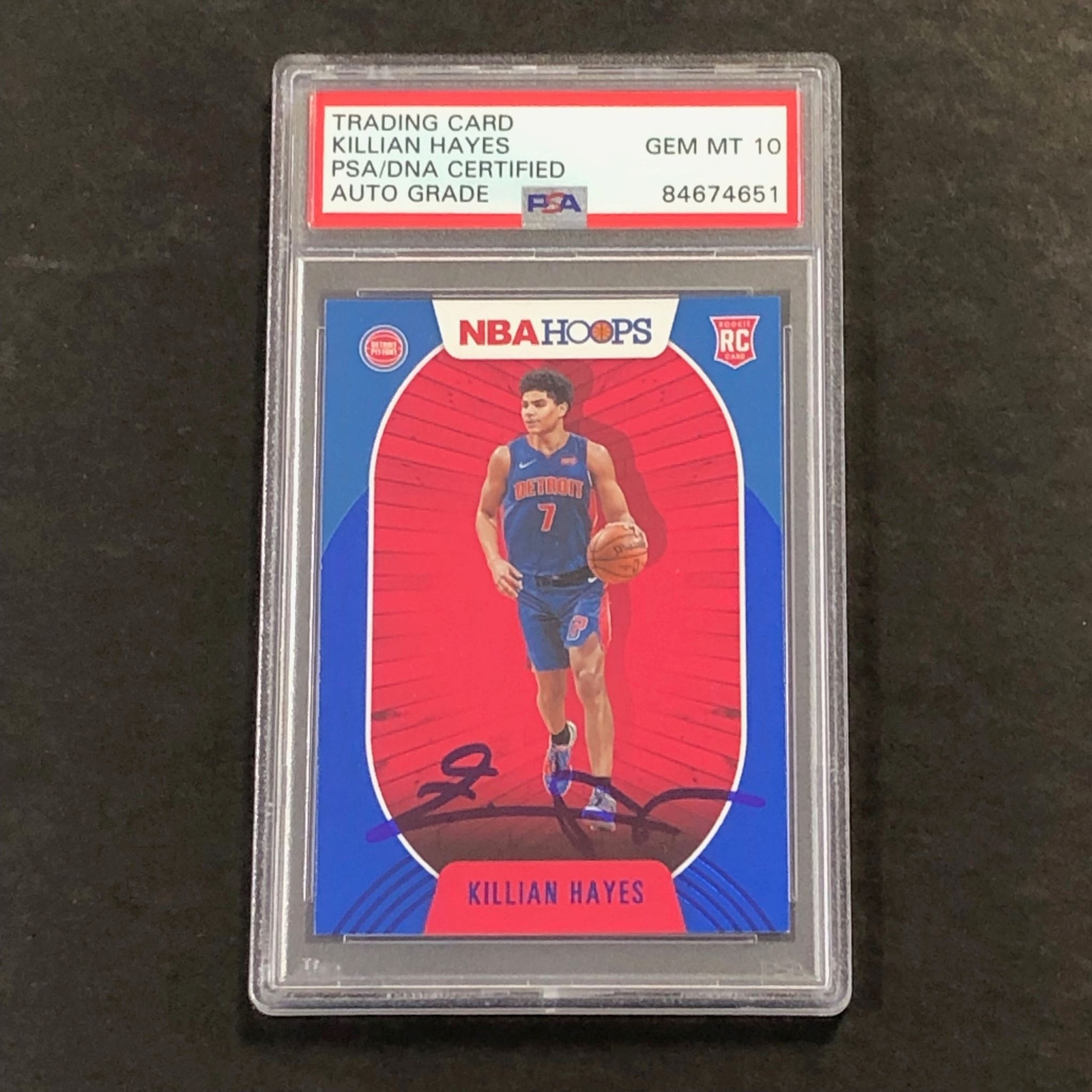 2020-21 NBA Hoops #241 Killian Hayes Signed Card AUTO GRADE 10 PSA Slabbed RC Pi