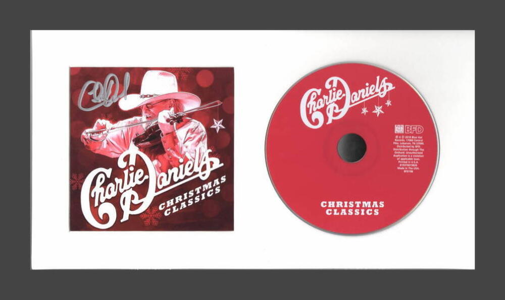CHARLIE DANIELS SIGNED AUTOGRAPH CHRISTMAS CLASSICS CD DISPLAY - READY TO HANG!