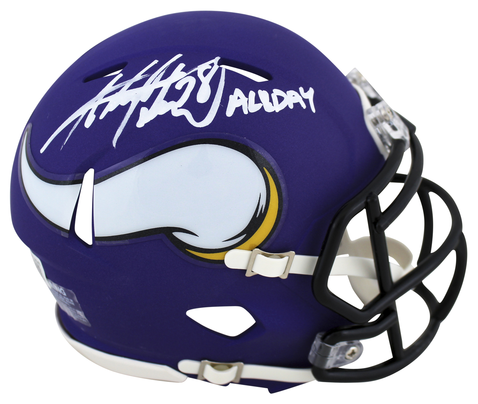 VIKINGS ADRIAN PETERSON “ALL DAY” AUTHENTIC SIGNED SPEED MINI HELMET BAS WITNESS COLLECTIBLE MEMORABILIA