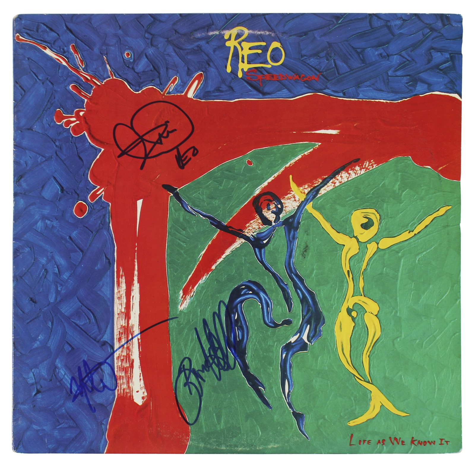 REO Speedwagon (3) Hall, Cronin & Doughty Signed Album Cover BAS #AB77813