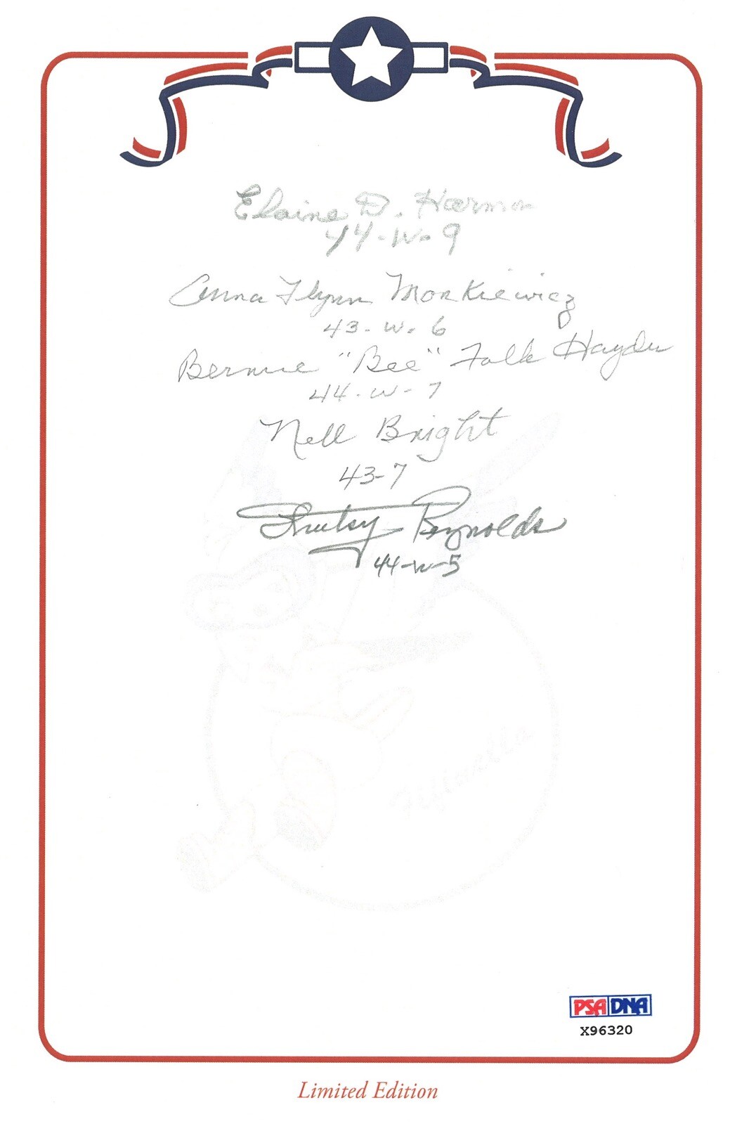 WWII WASP PILOTS MULTI SIGNED BOOKPLATE PSA DNA X96320 RARE X5 COLLECTIBLE MEMORABILIA