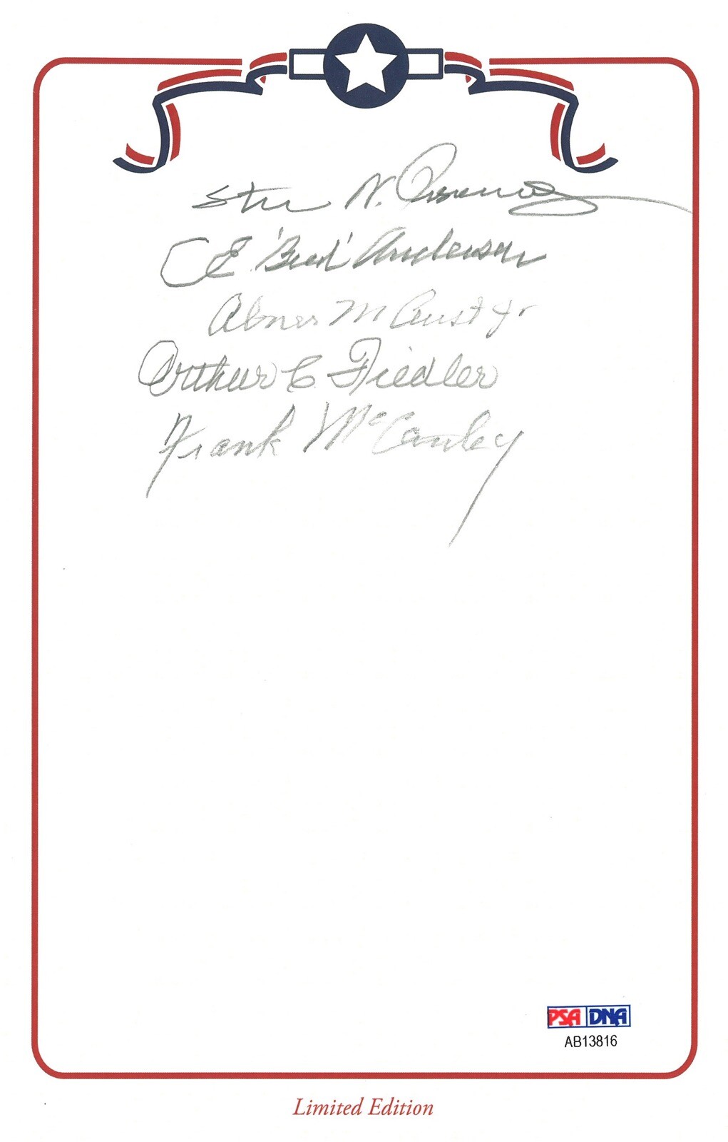 AMERICAN FIGHTER ACES MULTI SIGNED BOOKPLATE PSA DNA AB13816 X5