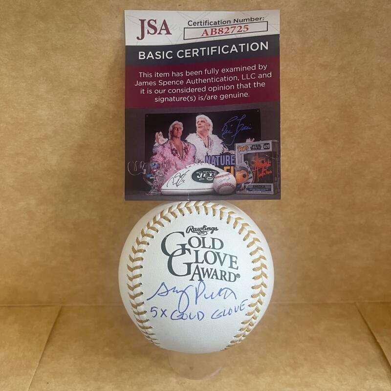 GARY PETTIS 6X GOLD GLOVE SIGNED AUTOGRAPHED GOLD GLOVE BASEBALL JSA AB82725