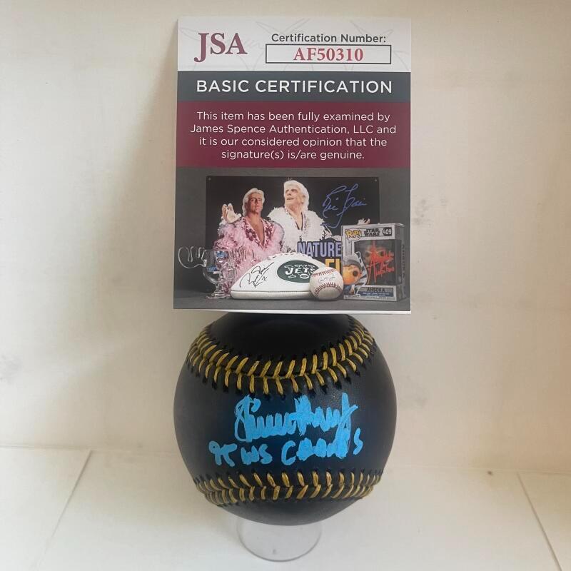 STEVE AVERY BRAVES 95 WS CHAMPS SIGNED BLACK M.L. BASEBALL JSA AF50310