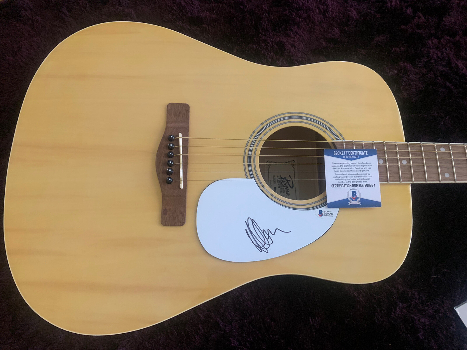 ADAM CLAYTON U2 SIGNED AUTOGRAPHED ACOUSTIC GUITAR BECKETT CERTIFIED COLLECTIBLE MEMORABILIA