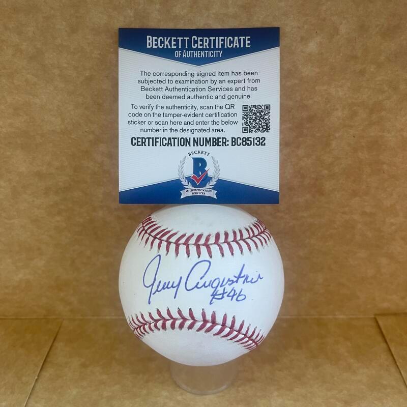 JERRY AUGUSTINE MILWAUKEE BREWERS SIGNED AUTO M.L. BASEBALL BECKETT BC85132