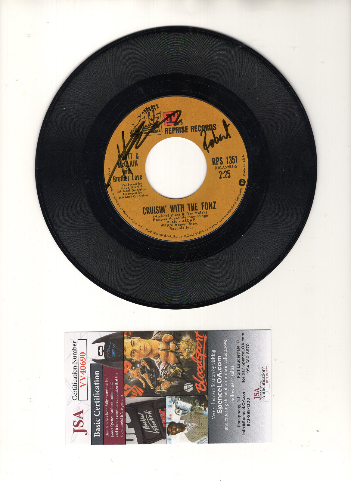 HENRY WINKLER VINTAGE CRUISIN WITH FONZ 7 INCH HAPPY DAYS TO ROBERT JSA