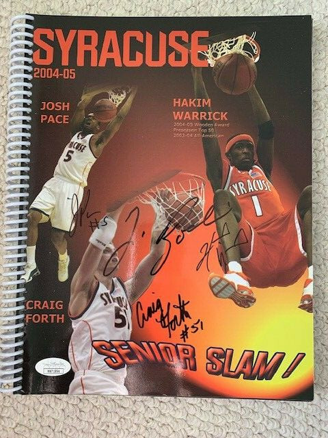 2004-05 SYRACUSE BASKETBALL MEDIA GUIDE SIGNED BY 7 BOEHEIM+GMAC+HAK JSA COLLECTIBLE MEMORABILIA