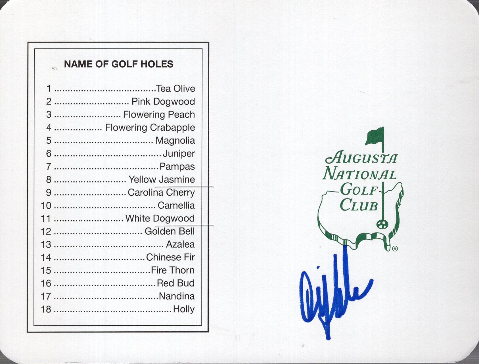 CRAIG STADLER HAND SIGNED UNUSED MASTERS SCORECARD+COA 1982 MASTERS CHAMPION