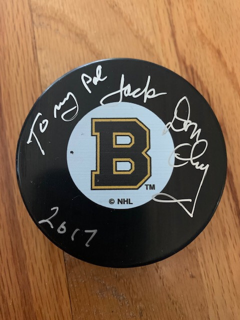 DON CHERRY HAND SIGNED BRUINS HOCKEY PUCK+COA HOCKEY LEGEND TO JACK
