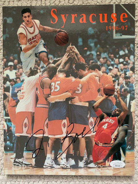 JIM BOEHEIM HAND SIGNED 1996-97 SYRACUSE BASKETBALL MEDIA GUIDE RARE JSA
