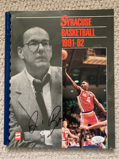 JIM BOEHEIM HAND SIGNED 1991-92 SYRACUSE BASKETBALL MEDIA GUIDE RARE JSA