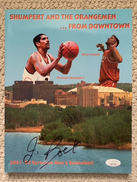 JIM BOEHEIM HAND SIGNED 2001-02 SYRACUSE BASKETBALL MEDIA GUIDE RARE JSA