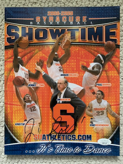 JIM BOEHEIM HAND SIGNED 2008-09 SYRACUSE BASKETBALL MEDIA GUIDE RARE JSA
