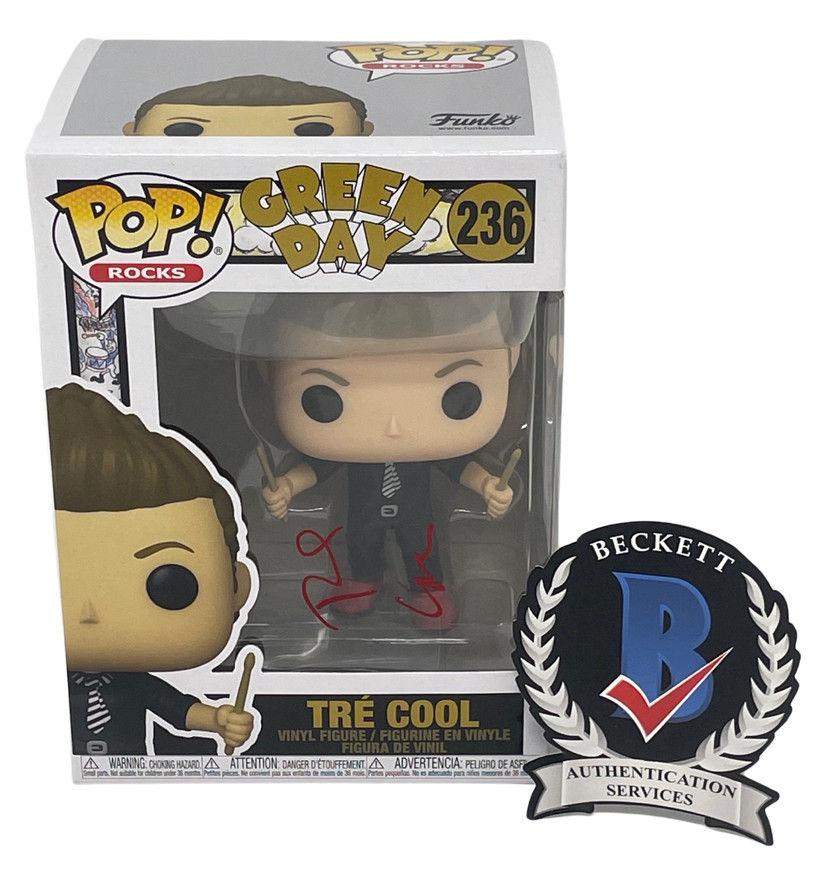 TRE COOL GREEN DAY SIGNED AUTOGRAPHED FUNKO POP FIGURE #236 BECKETT COA COLLECTIBLE MEMORABILIA