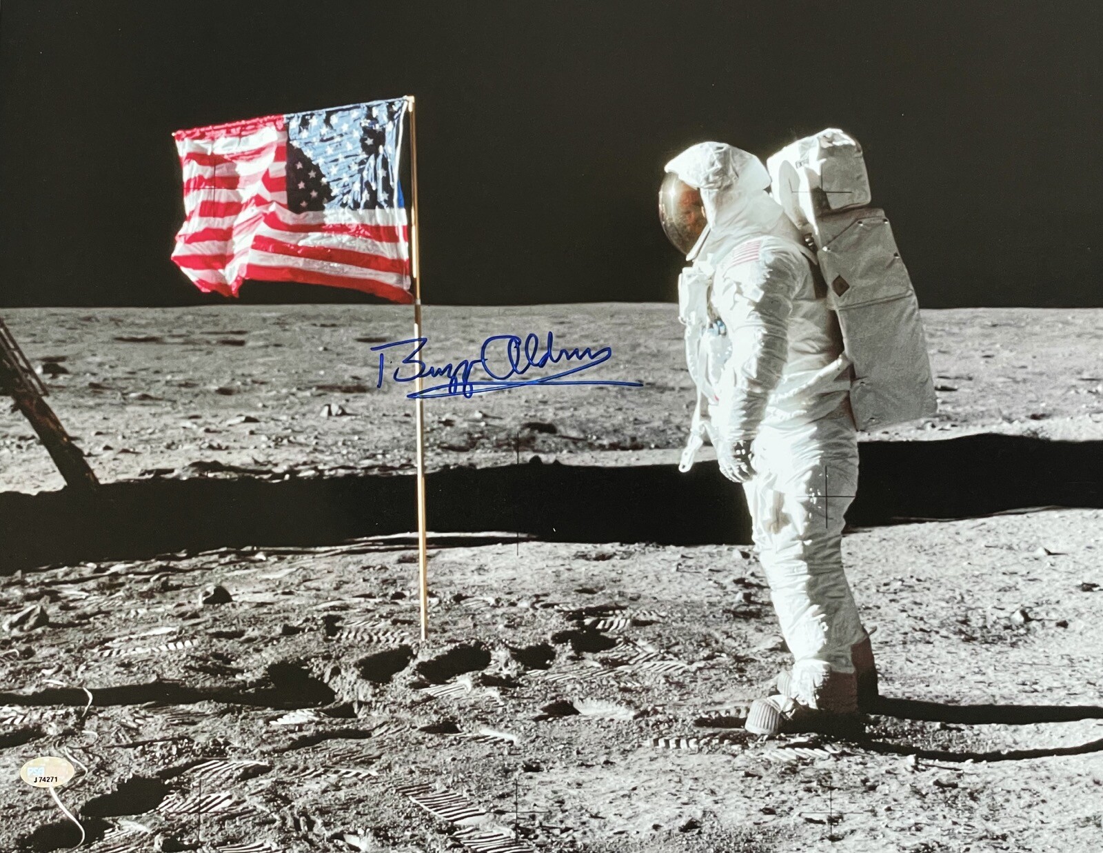 BUZZ ALDRIN SIGNED 16X20 PSA DNA J74271 APOLLO 11 MOONWALKER RARE