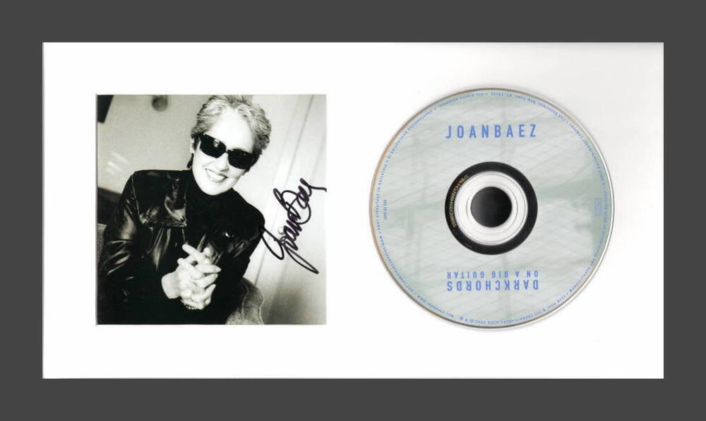 JOAN BAEZ SIGNED AUTOGRAPH DARK CHORDS ON A BIG GUITAR CD DISPLAY READY TO HANG!