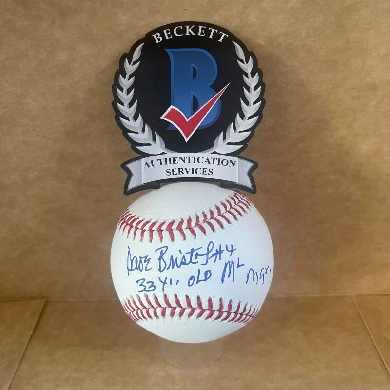 DAVE BRISTOL REDS 33 YR. ML MGR. SIGNED AUTO M.L. BASEBALL BECKETT AUTHENTICATED