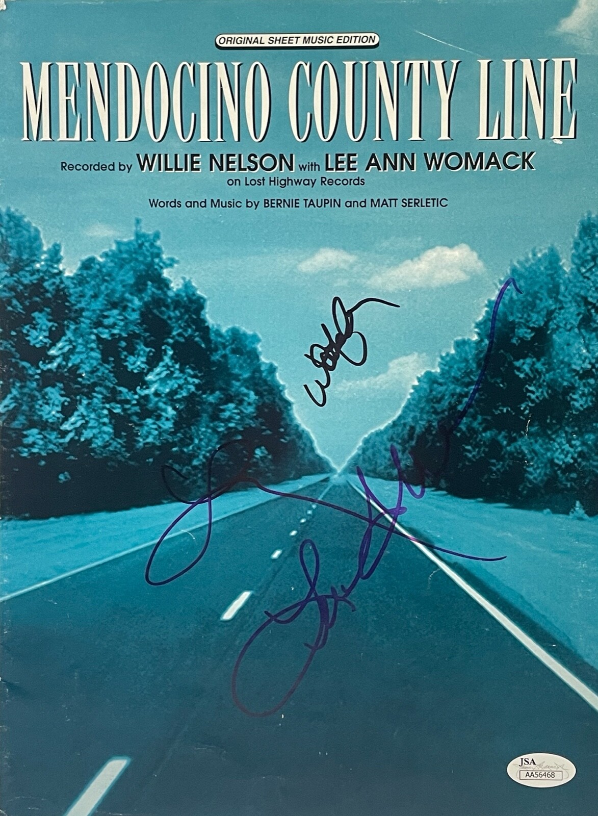 WILLIE NELSON LEE ANN WOMACK Signed Auto Sheet Music 