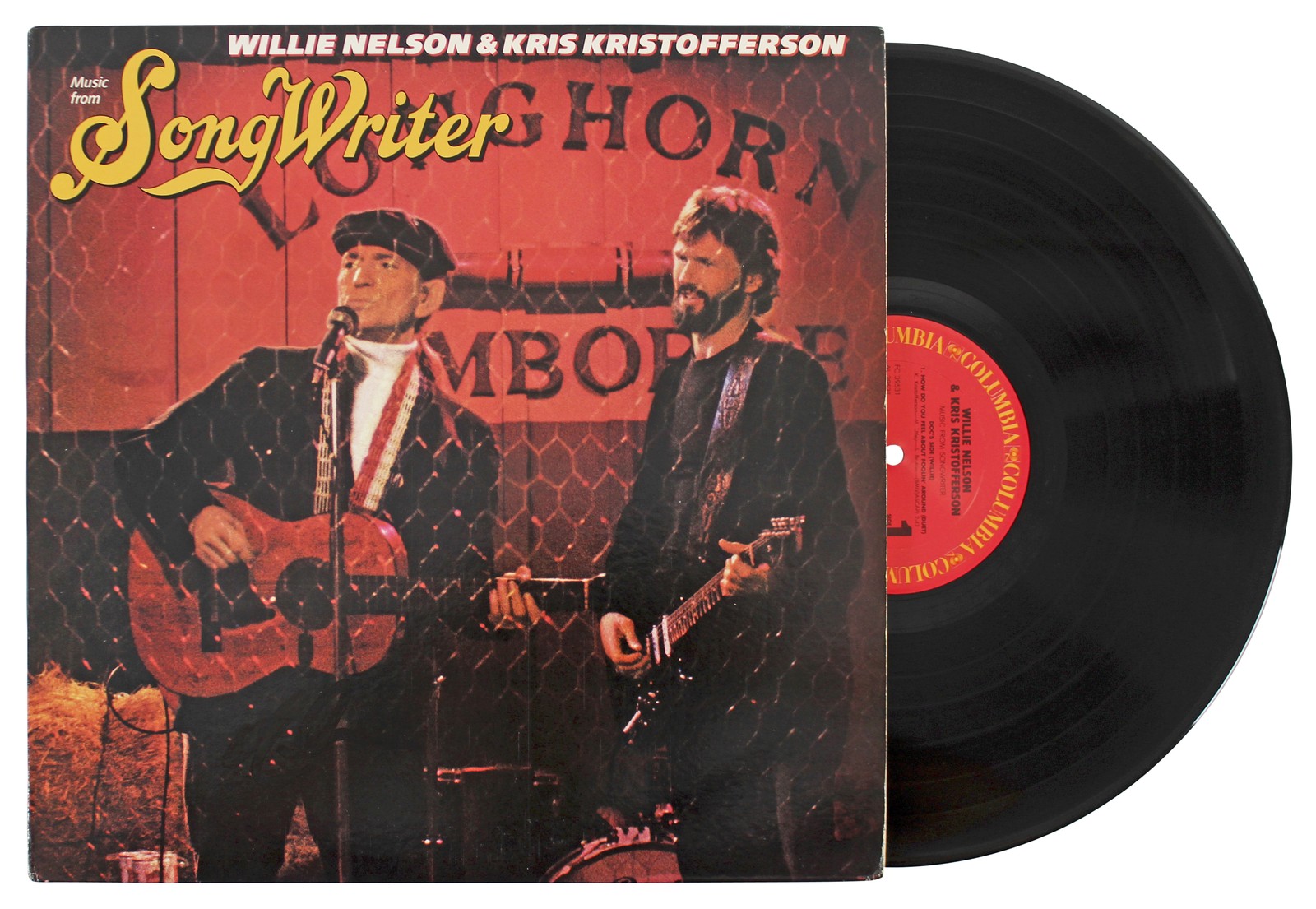 WILLIE NELSON AUTHENTIC SIGNED SONGWRITER ALBUM COVER W/ VINYL BAS #BG82239 COLLECTIBLE MEMORABILIA