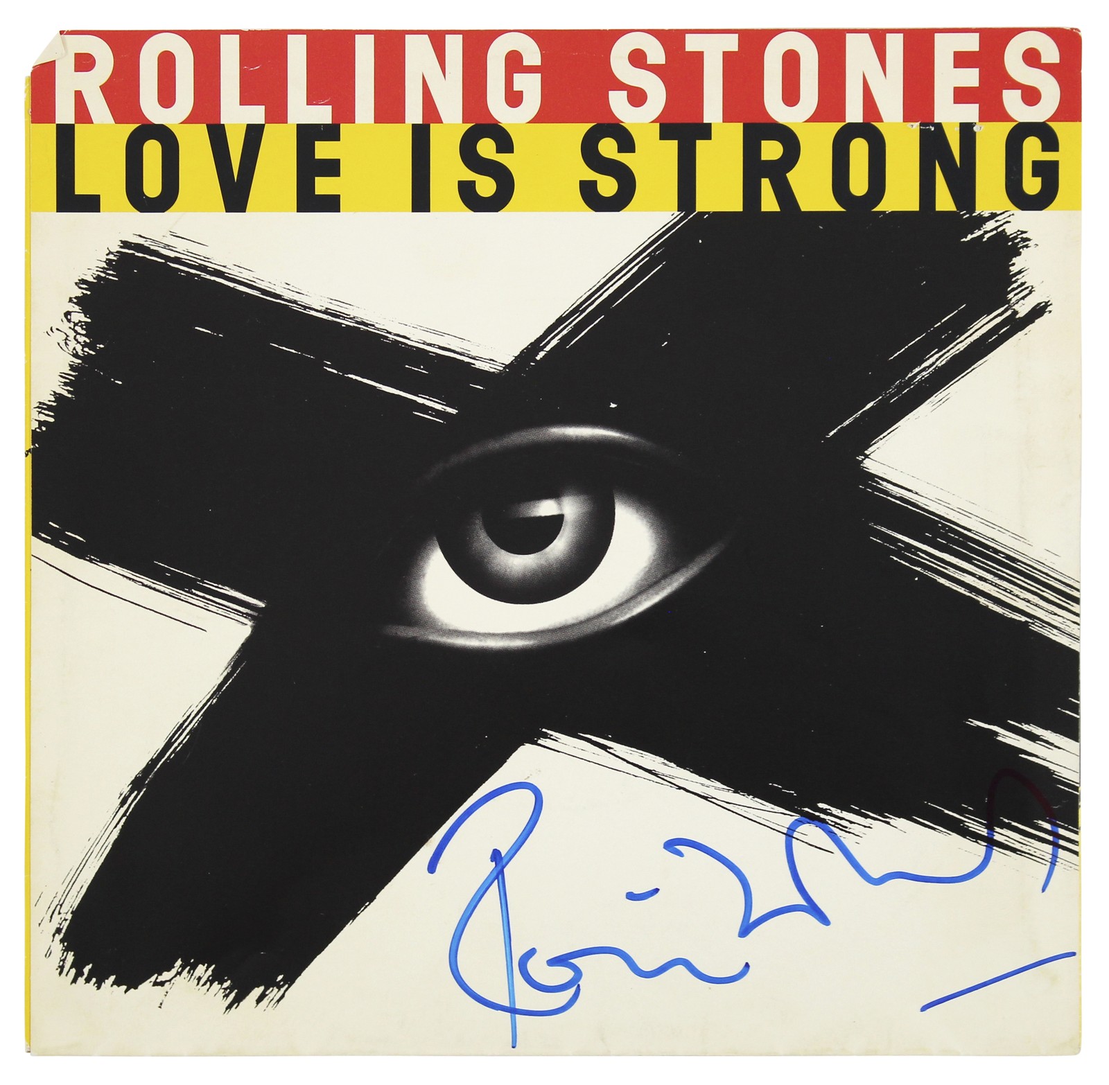 Ronnie Wood Rolling Stones Signed Love Is Strong 45 RPM Album Cover BAS #BG82269