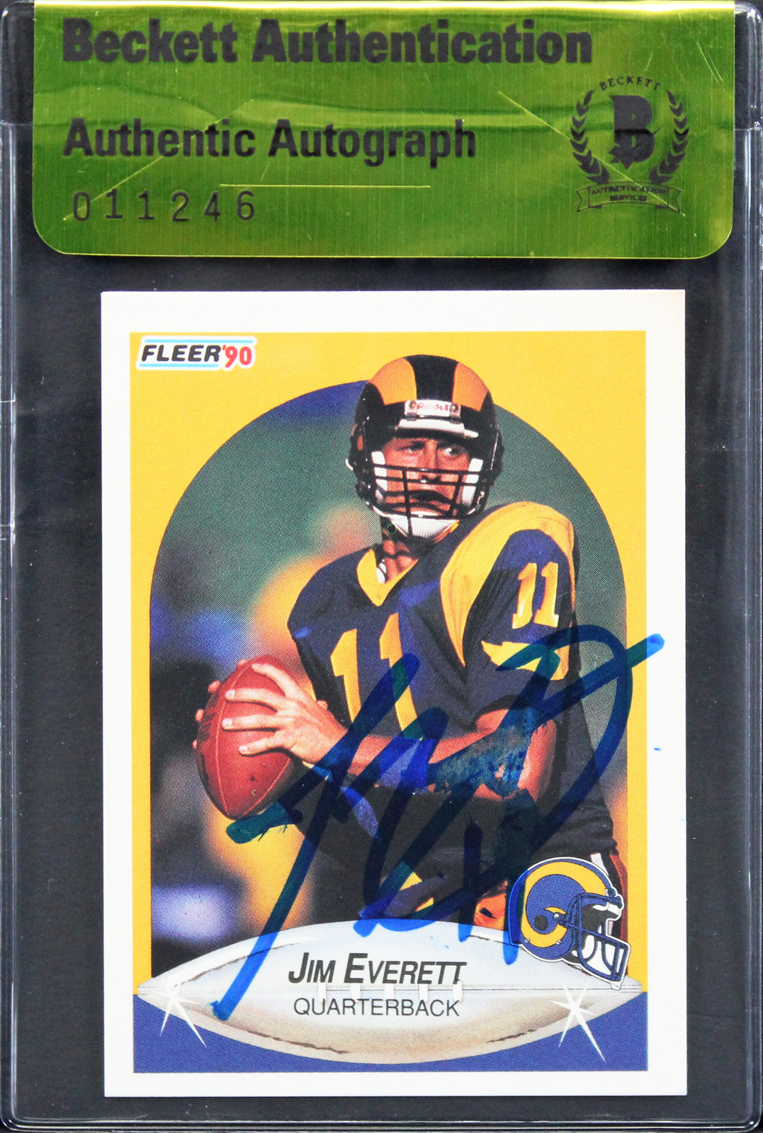 Rams Jim Everett Authentic Signed 1990 Fleer #36 Card Autographed BAS #11246