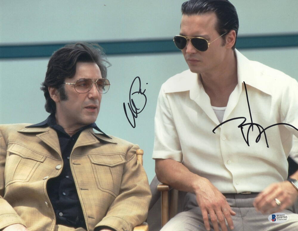 JOHNNY DEPP AL PACINO SIGNED 11X14 PHOTO DONNIE BRASCO AUTOGRAPH BECKETT LOA