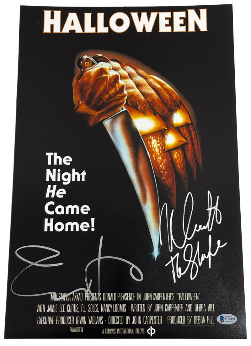 JAMIE LEE CURTIS NICK CASTLE SIGNED HALLOWEEN 12X18 PHOTO AUTOGRAPH BECKETT LOA