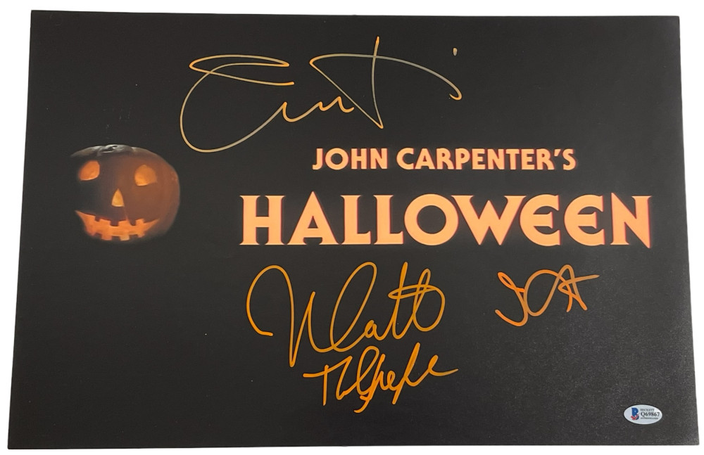 JOHN CARPENTER JAMIE LEE CURTIS NICK CASTLE SIGNED HALLOWEEN 12X18 PHOTO BAS LOA
