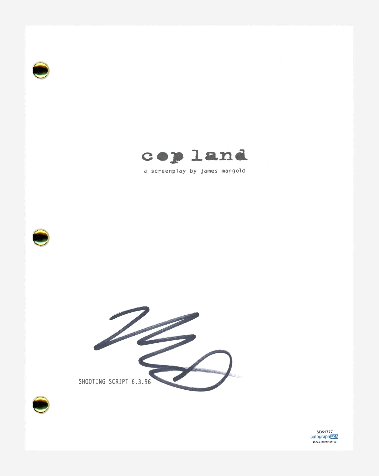 Michael Rapaport Signed Autographed Copland Movie Script Screenplay ACOA COA