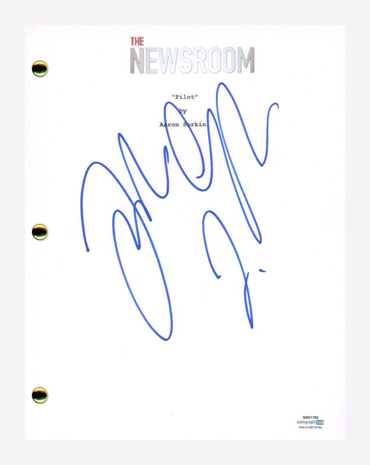 John Gallagher Jr Signed Autograph The Newsroom Pilot Script Screenplay ACOA COA