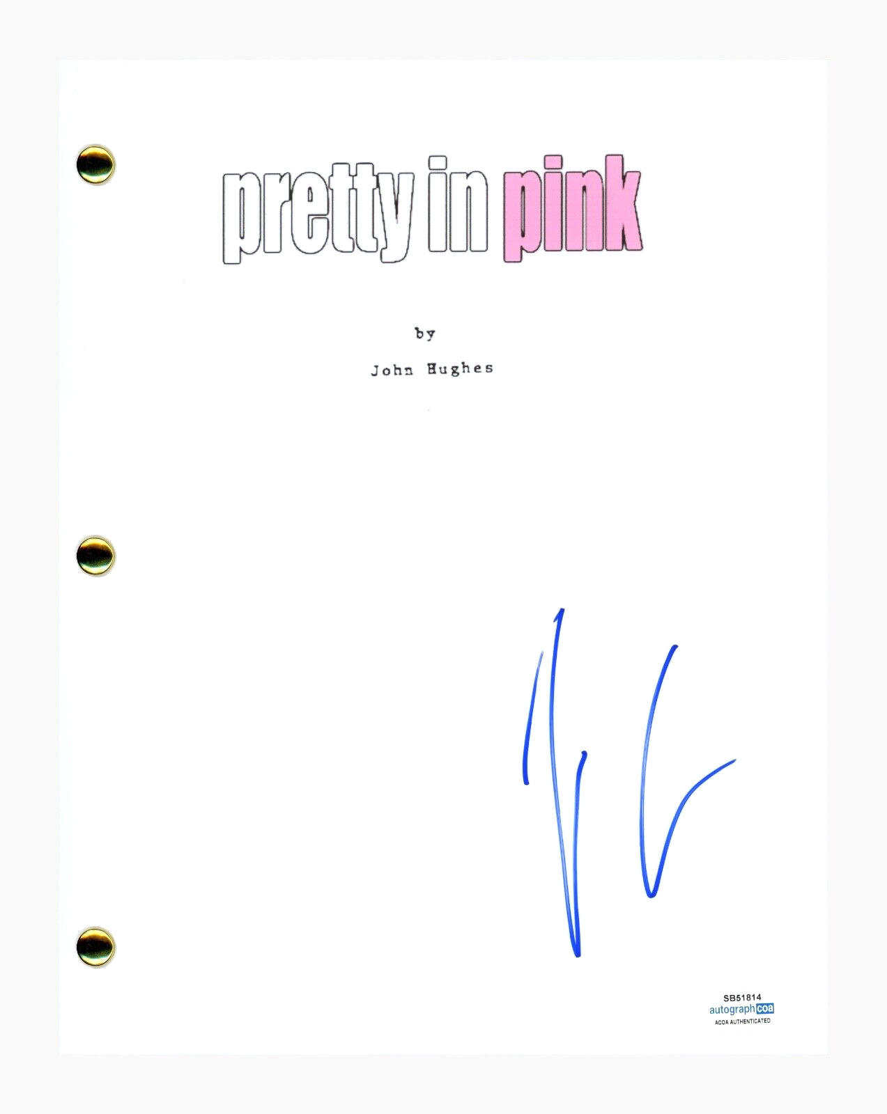Jon Cryer Signed Autographed Pretty In Pink Movie Script Screenplay ACOA COA