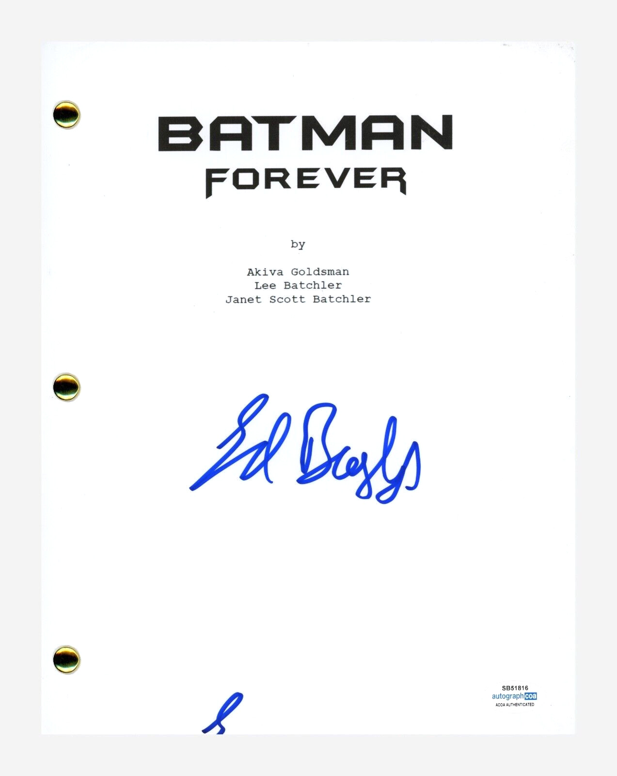 Ed Begley Jr Signed Autographed Batman Forever Movie Script Screenplay ACOA COA