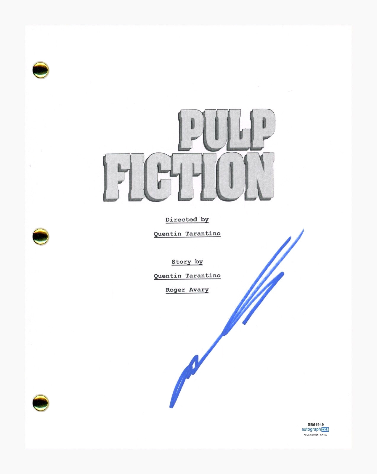 John Travolta Signed Autographed Pulp Fiction Movie Script Screenplay ACOA COA