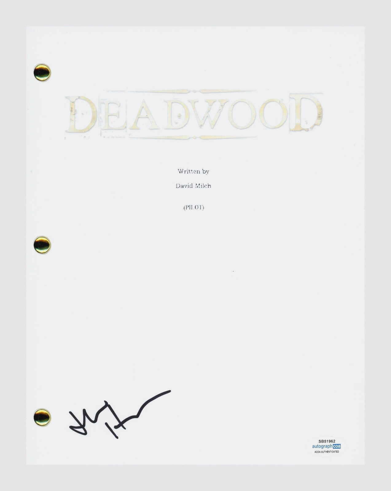 John Hawkes Signed Autographed Deadwood Pilot Script Screenplay ACOA COA