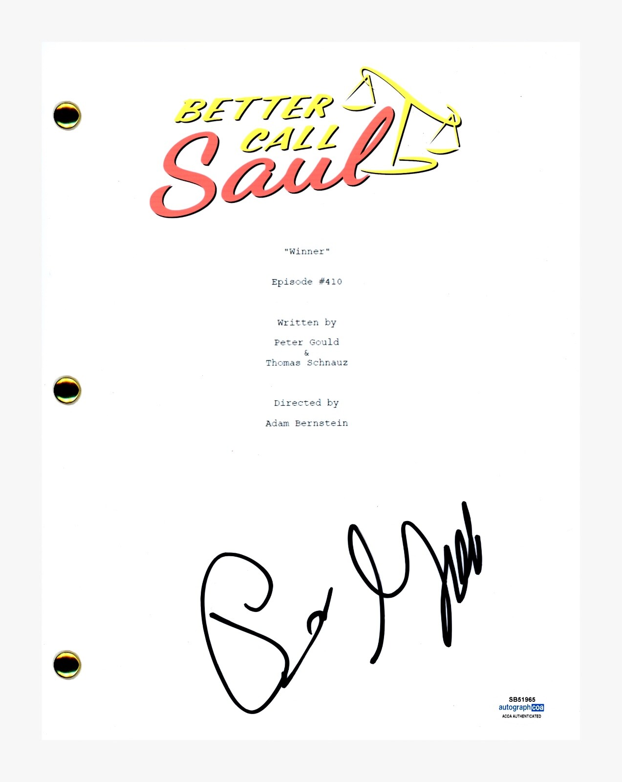Peter Gould Signed Better Call Saul Winner Episode 410 Script Writer ACOA COA