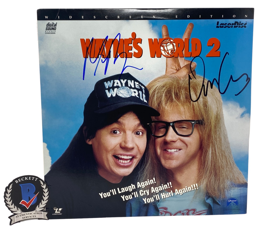 Mike Myers & Dana Carvey Signed Autograph Wayne's World 2 Laserdisc Beckett COA