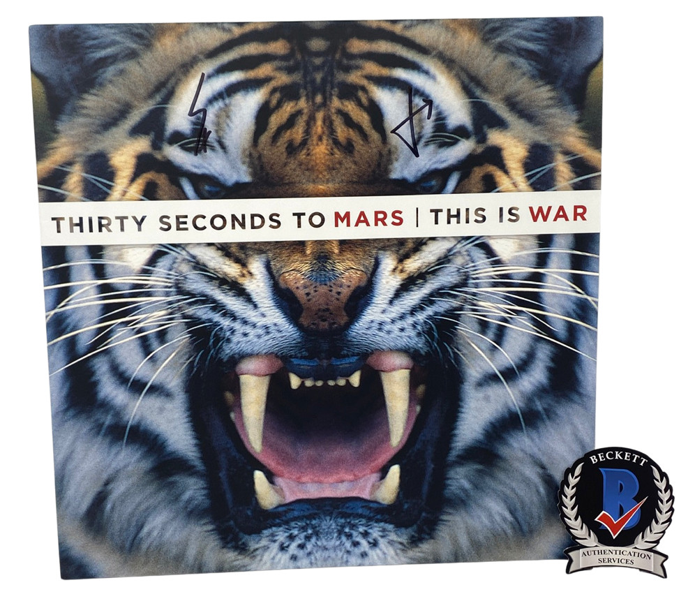 Thirty Seconds To Mars Signed This Is War Vinyl Album LP Jared Leto Beckett COA
