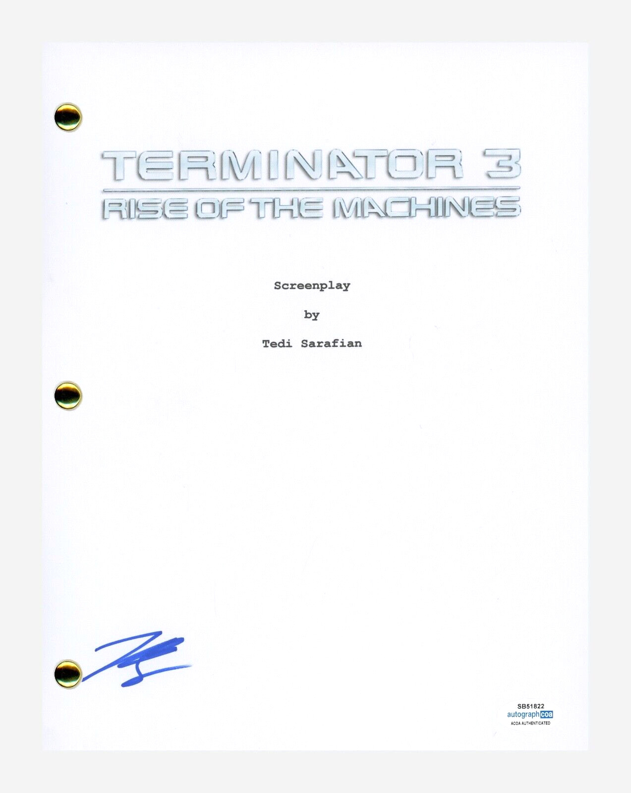 Nick Stahl Signed Autographed Terminator 3 Movie Script Screenplay ACOA COA