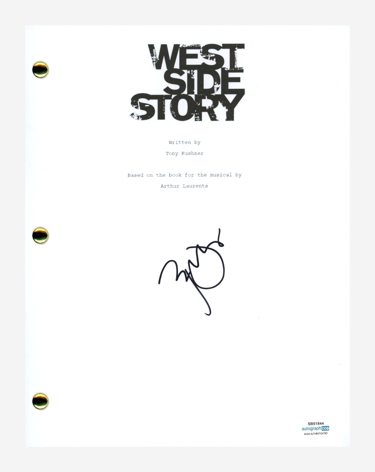 Brian D'arcy James Signed Autograph West Side Story Script Screenplay ACOA COA