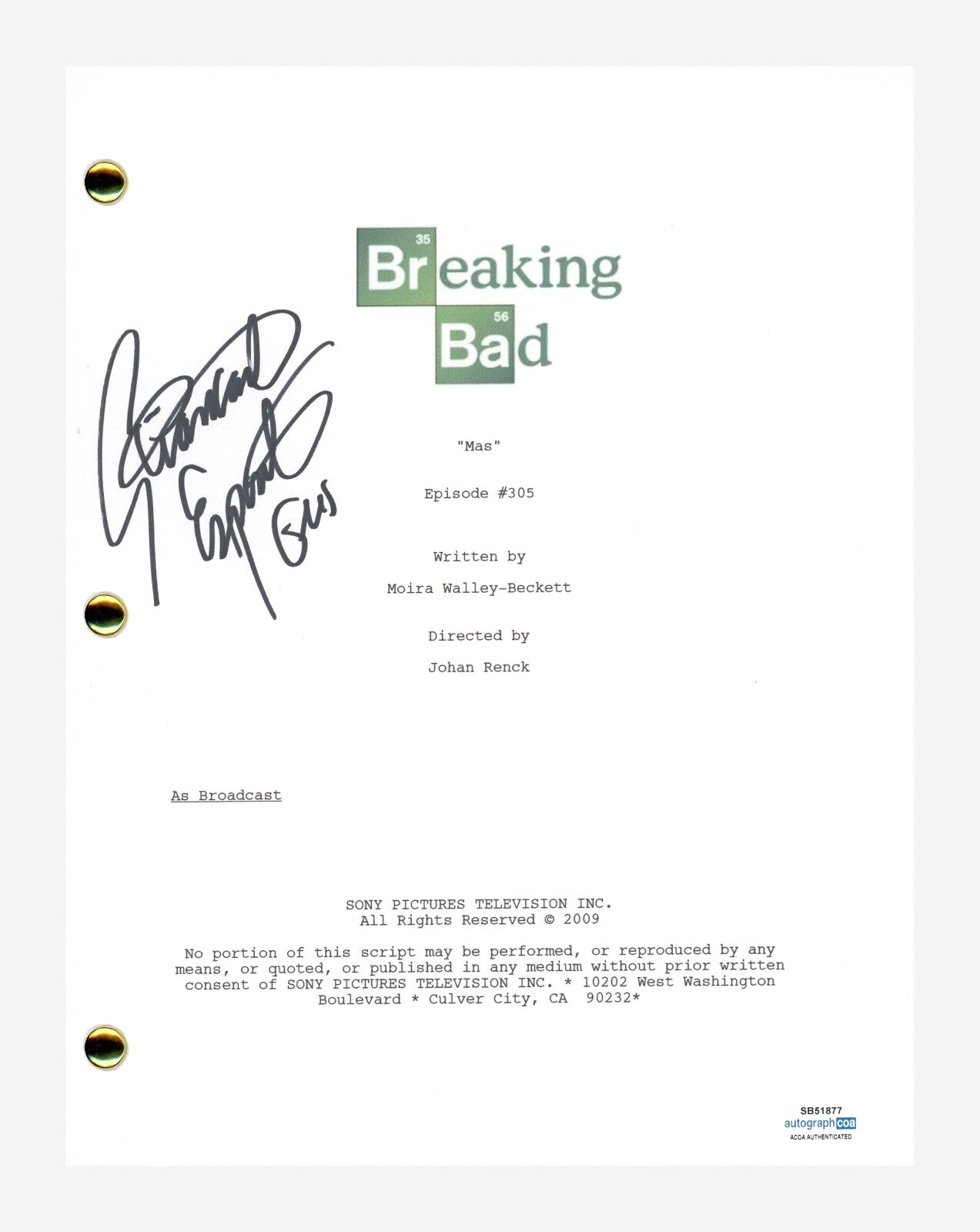 Giancarlo Esposito Signed Autographed Breaking Bad Mas Episode Script ACOA COA