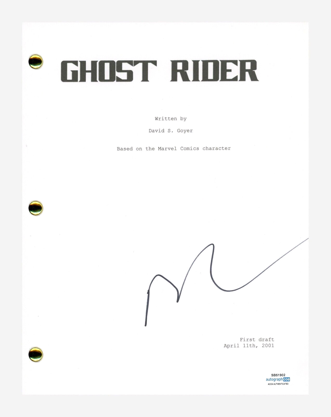 Nicolas Cage Signed Autographed Ghost Rider Movie Script Screenplay ACOA COA