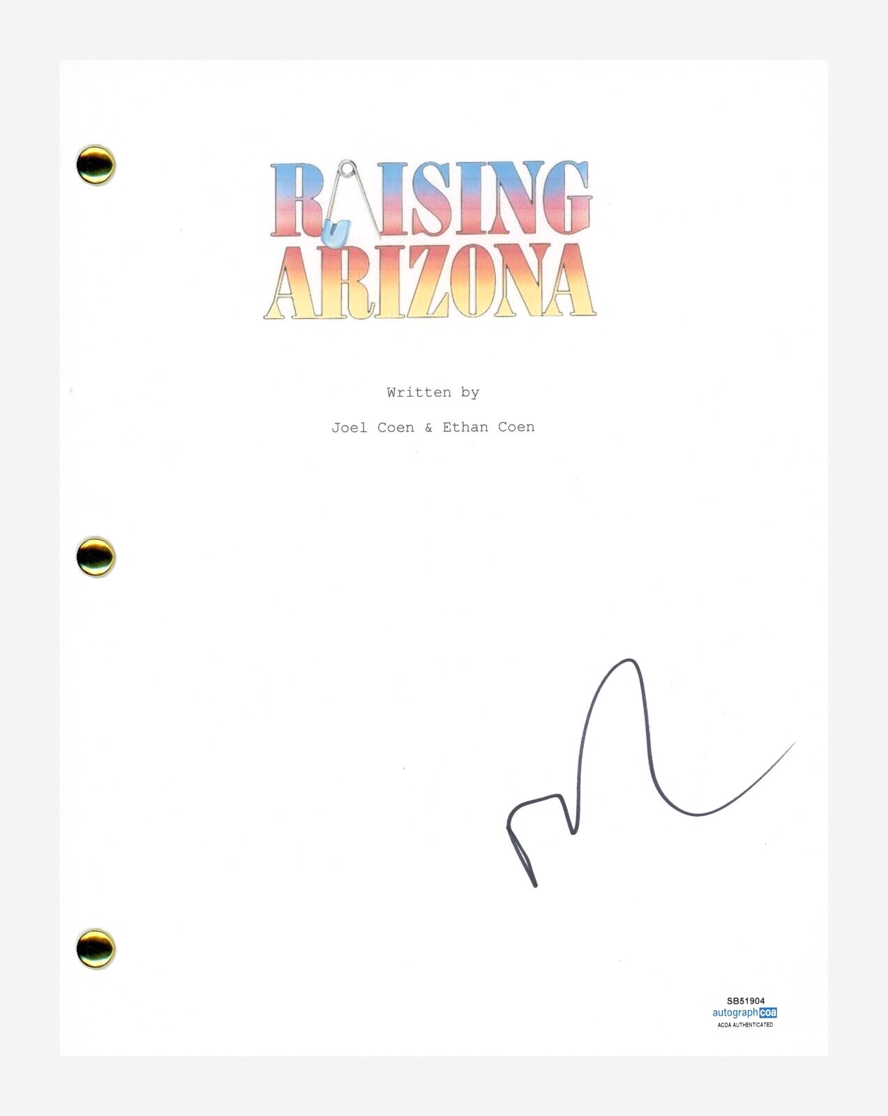 Nicolas Cage Signed Autographed Raising Arizona Movie Script Screenplay ACOA COA