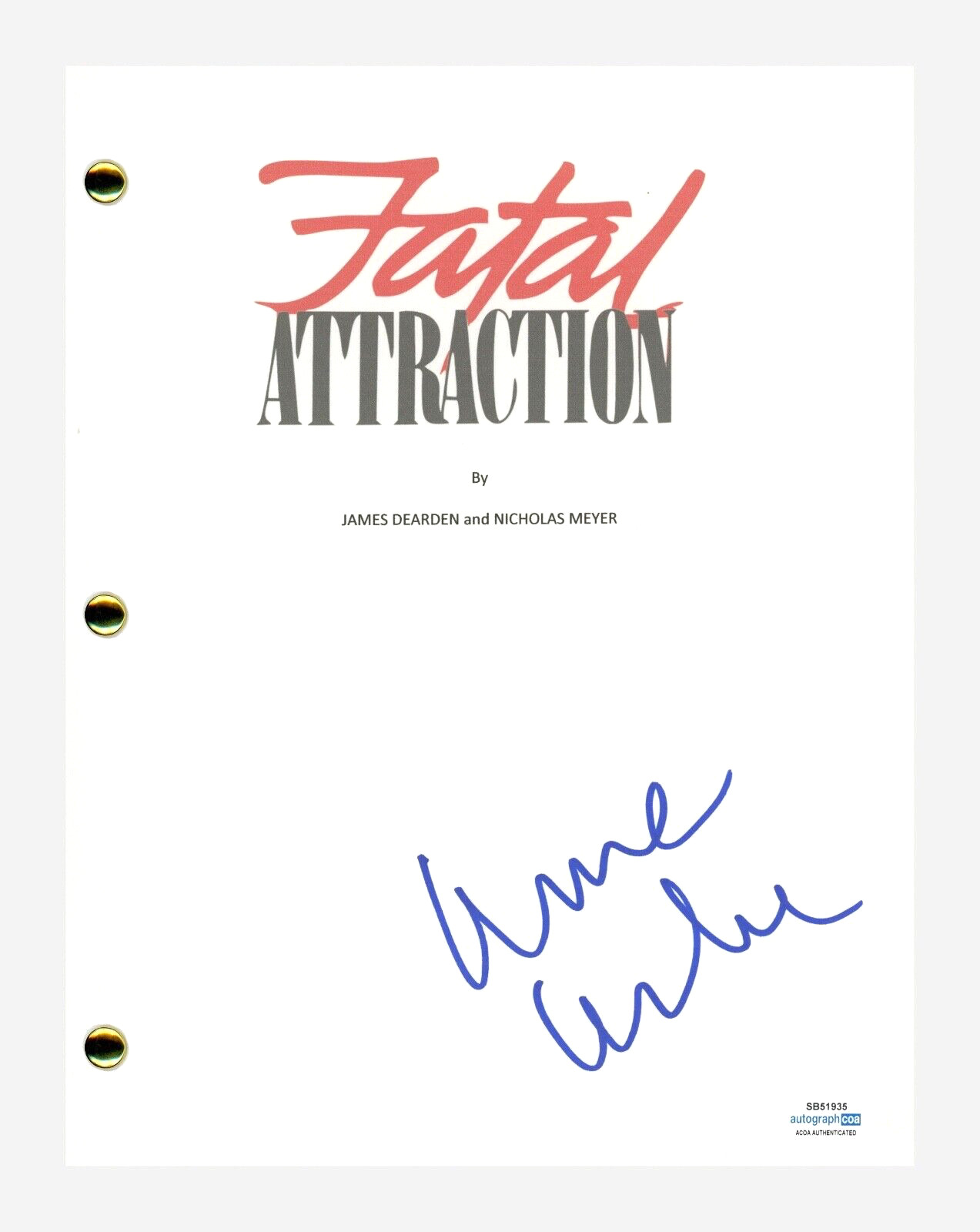 Anne Archer Signed Autographed Fatal Attraction Movie Script Screenplay ACOA COA