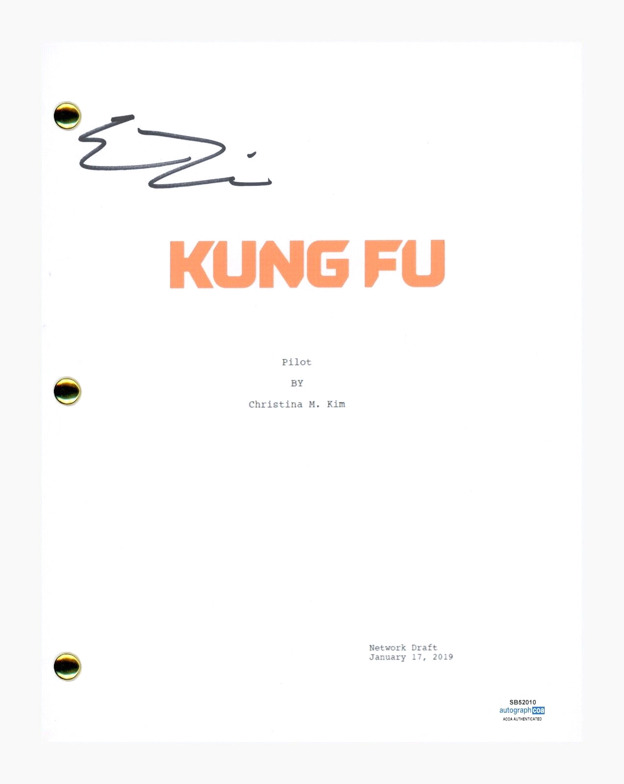 Eddie Liu Signed Autographed Kung Fu Pilot Episode Script Screenplay ACOA COA