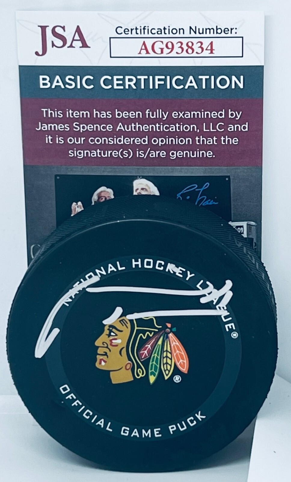 Marian Hossa signed Chicago Blackhawks Official Game Puck autographed Hawks JSA