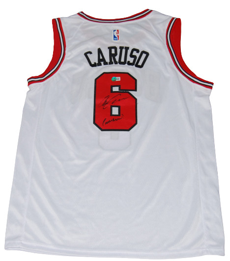 ALEX CARUSO signed (CHICAGO BULLS) XL Basketball jersey BECKETT BAS BG93624