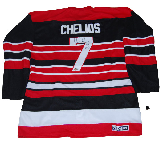 CHRIS CHELIOS signed (CHICAGO BLACKHAWKS) Custom hockey jersey BECKETT BG93615